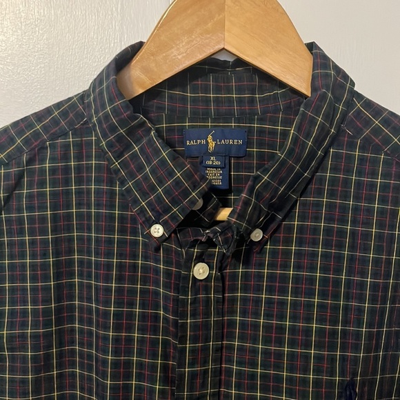 Ralph Lauren Plaid Button Down Dress Shirt Boy's XL 18-20 Windowpane - Picture 2 of 8